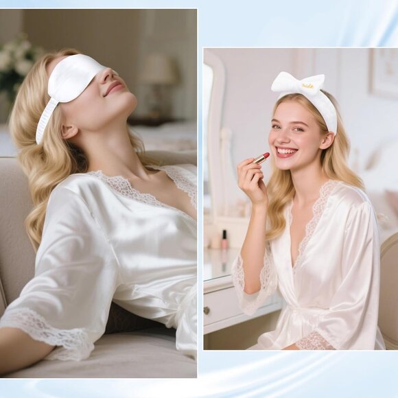 12pcs Spa Headbands & Eye Masks set Bridesmaid Bachelorette Bridal Shower - Picture 2 of 7